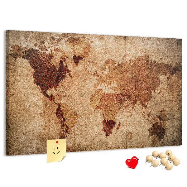 Tableau de liège Une carte du monde antique aux tons chauds