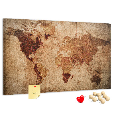 Tableau de liège Une carte du monde antique aux tons chauds