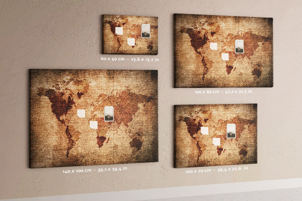 Tableau de liège Une carte du monde antique aux tons chauds
