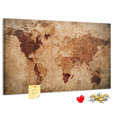 Tableau de liège Une carte du monde antique aux tons chauds