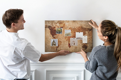 Tableau de liège Une carte du monde antique aux tons chauds