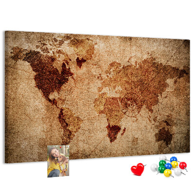 Tableau de liège Une carte du monde antique aux tons chauds