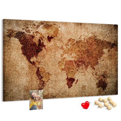Tableau de liège Une carte du monde antique aux tons chauds