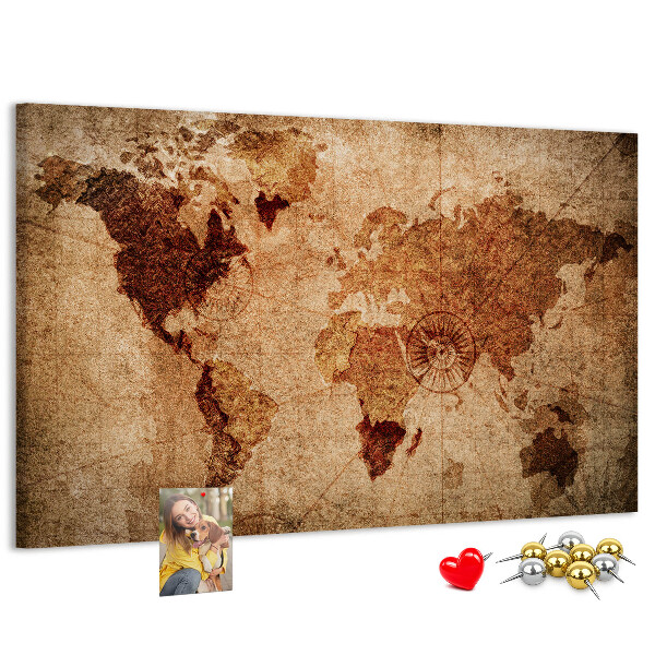 Tableau de liège Une carte du monde antique aux tons chauds