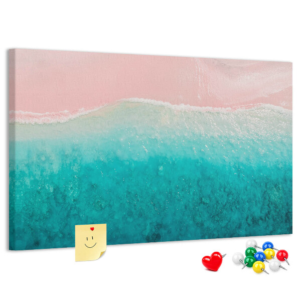 Tableau en liège Vagues océaniques sur fond rose