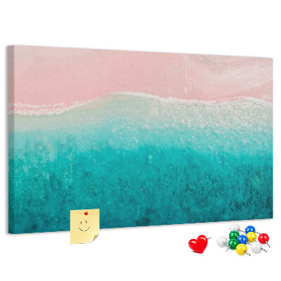 Tableau en liège Vagues océaniques sur fond rose