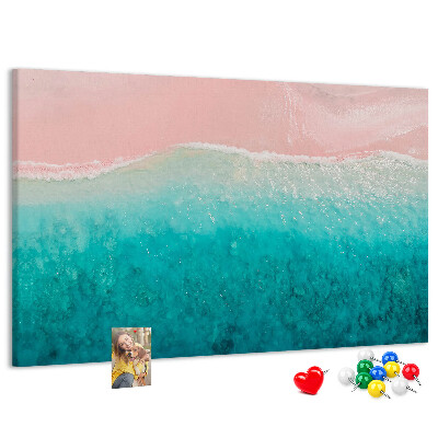 Tableau en liège Vagues océaniques sur fond rose