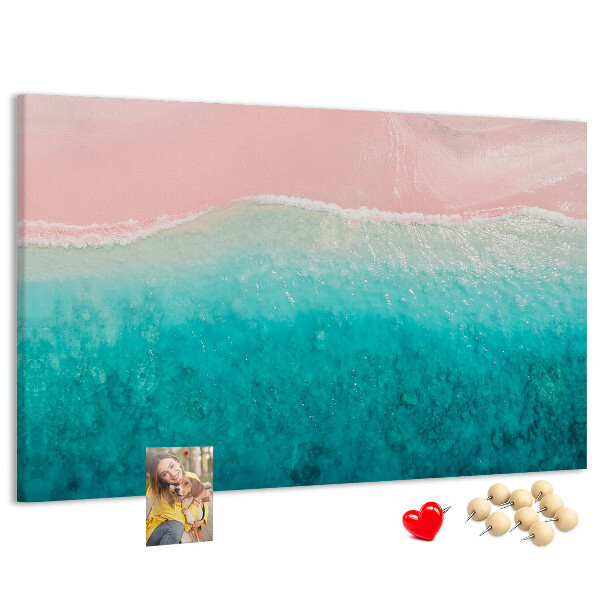 Tableau en liège Vagues océaniques sur fond rose