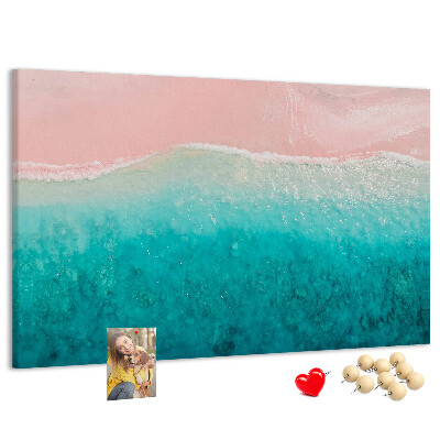 Tableau en liège Vagues océaniques sur fond rose