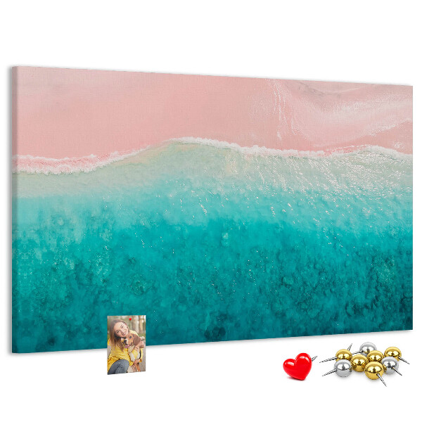 Tableau en liège Vagues océaniques sur fond rose
