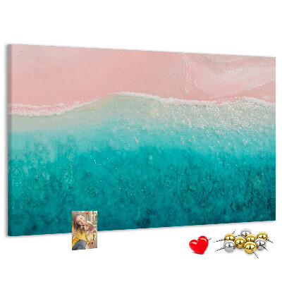 Tableau en liège Vagues océaniques sur fond rose