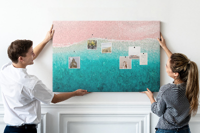 Tableau en liège Vagues océaniques sur fond rose
