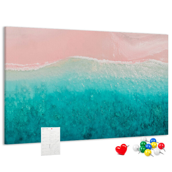 Tableau en liège Vagues océaniques sur fond rose