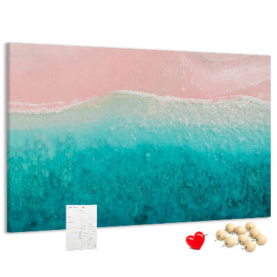 Tableau en liège Vagues océaniques sur fond rose