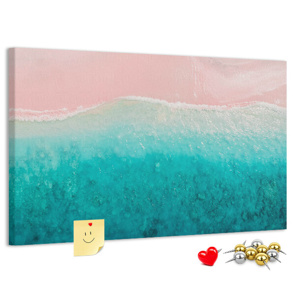 Tableau en liège Vagues océaniques sur fond rose