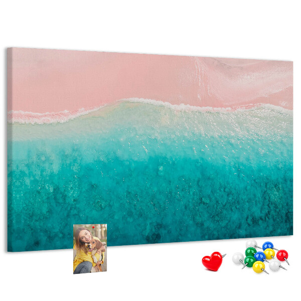 Tableau en liège Vagues océaniques sur fond rose