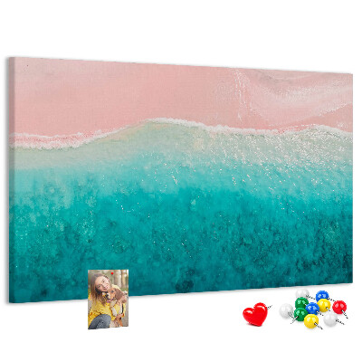 Tableau en liège Vagues océaniques sur fond rose
