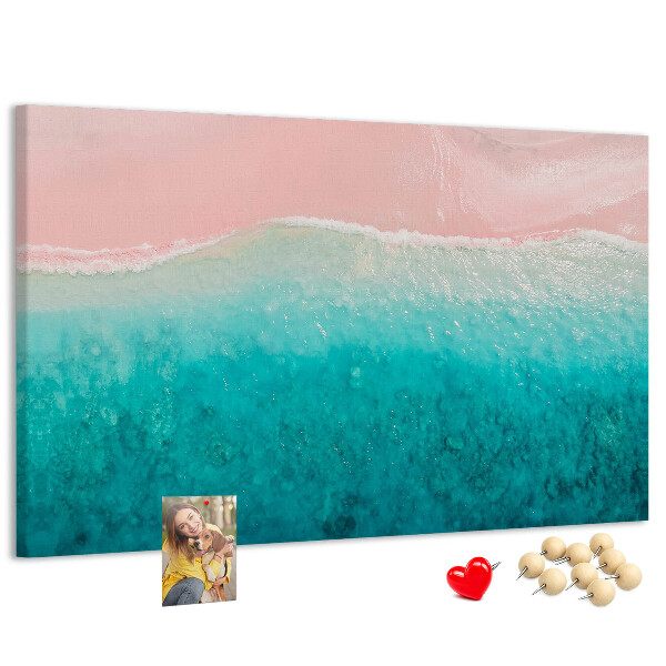 Tableau en liège Vagues océaniques sur fond rose
