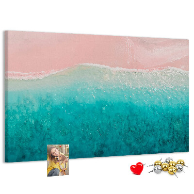 Tableau en liège Vagues océaniques sur fond rose
