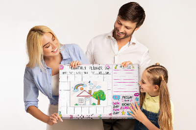 Tableau affichage liège Agenda mensuel coloré à motifs.