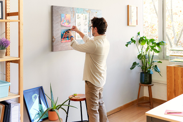Tableau de liège Motif abstrait dans des tons de bleu