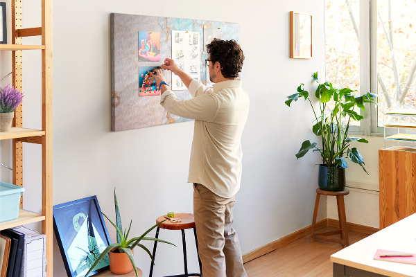 Tableau de liège Motif abstrait dans des tons de bleu