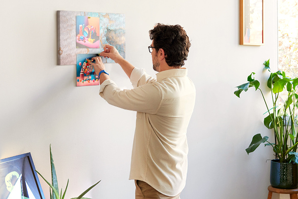 Tableau de liège Motif abstrait dans des tons de bleu