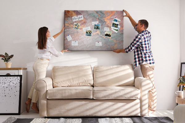 Tableau en liège Motif abstrait aux teintes pastel