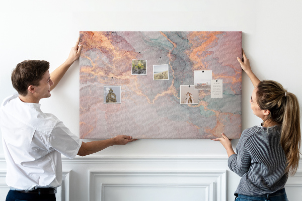 Tableau en liège Motif abstrait aux teintes pastel