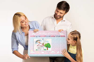 Tableau de liège Agenda hebdomadaire avec des licornes colorées