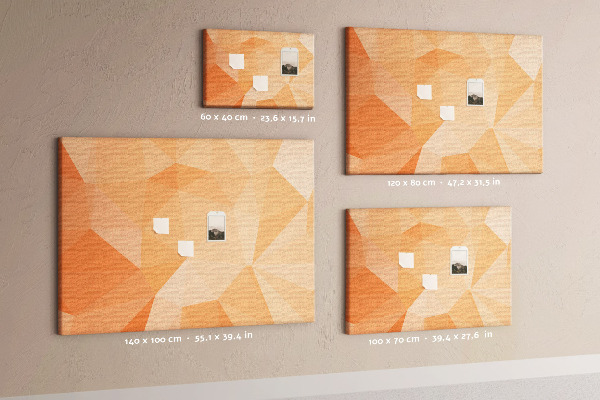 Tableau en liège Nuances géométriques d'orange dans des triangles