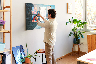 Tableau affichage liège Le paysage montagneux se reflète dans le lac