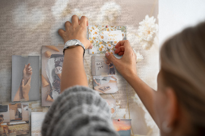 Tableau affichage liège Délicates fleurs blanches sur fond neutre