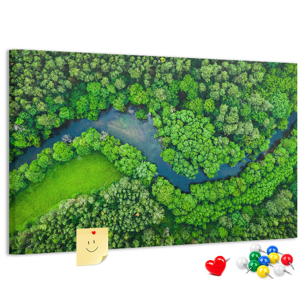 Tableau de liège Un paysage verdoyant traversé par une rivière sinueuse