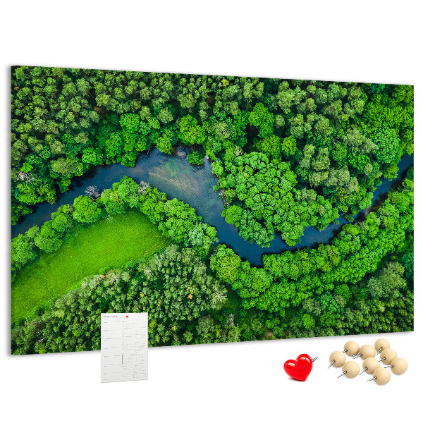 Tableau de liège Un paysage verdoyant traversé par une rivière sinueuse