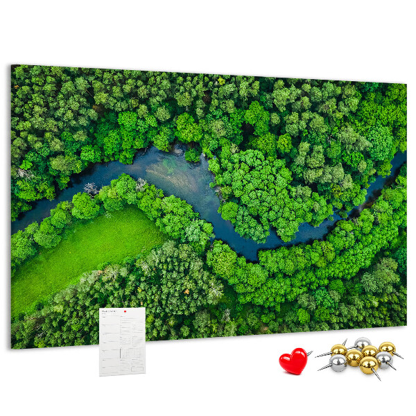 Tableau de liège Un paysage verdoyant traversé par une rivière sinueuse