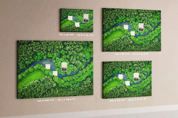 Tableau de liège Un paysage verdoyant traversé par une rivière sinueuse