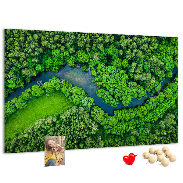 Tableau de liège Un paysage verdoyant traversé par une rivière sinueuse
