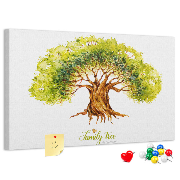 Tableau en liège Arbre généalogique aquarelle avec feuilles
