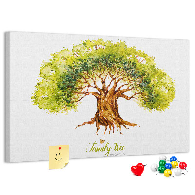 Tableau en liège Arbre généalogique aquarelle avec feuilles