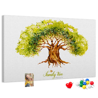 Tableau en liège Arbre généalogique aquarelle avec feuilles