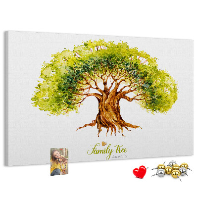 Tableau en liège Arbre généalogique aquarelle avec feuilles