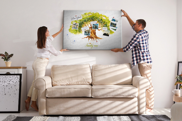 Tableau en liège Arbre généalogique aquarelle avec feuilles