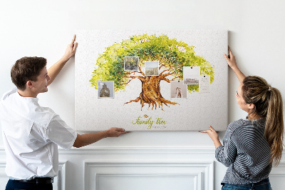 Tableau en liège Arbre généalogique aquarelle avec feuilles