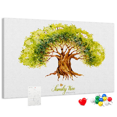 Tableau en liège Arbre généalogique aquarelle avec feuilles