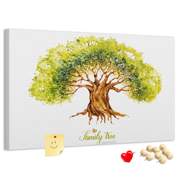 Tableau en liège Arbre généalogique aquarelle avec feuilles