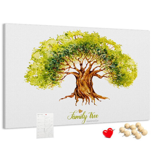 Tableau en liège Arbre généalogique aquarelle avec feuilles
