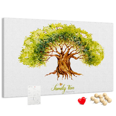 Tableau en liège Arbre généalogique aquarelle avec feuilles