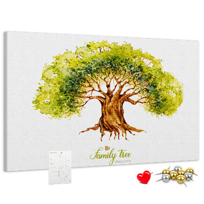 Tableau en liège Arbre généalogique aquarelle avec feuilles