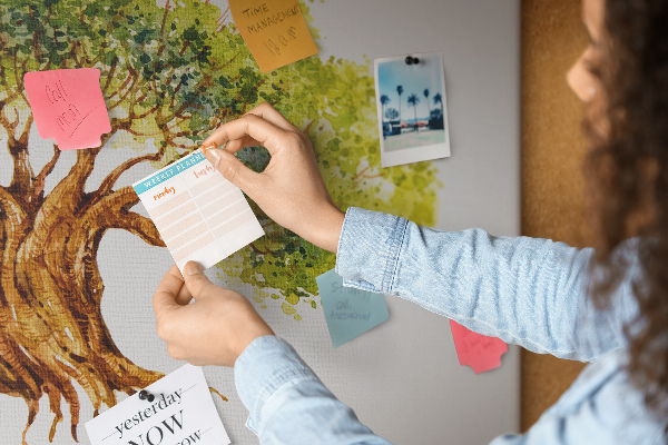 Tableau en liège Arbre généalogique aquarelle avec feuilles